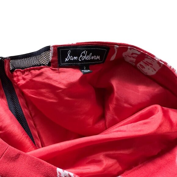 Sam Edelman Lips Jacquard Skirt - Red Kiss Print with Pockets - Picture 8 of 10